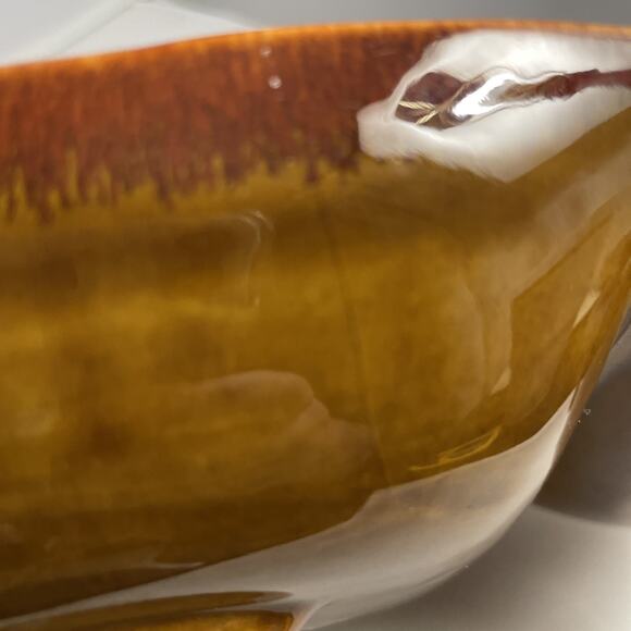 Retro Dryden Pottery Divided Dish Brown Orange‎ Yellow Console Serving Dish USA - Picture 9 of 10